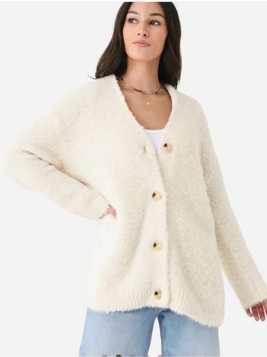 Vince Sweaters - Vince Cream Fuzzy Button-Front Women's Cardigan